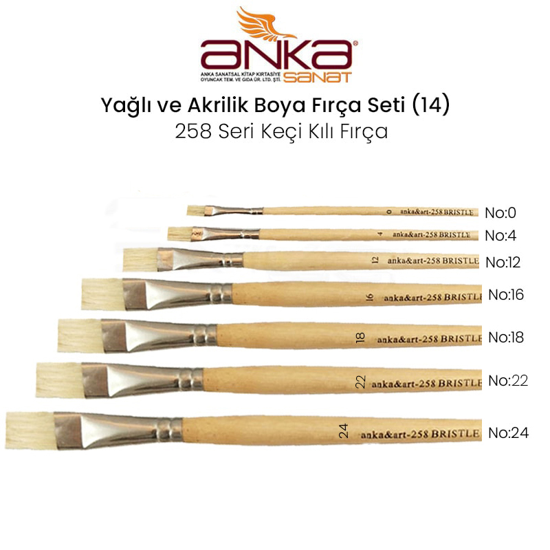 Yağlı Ve Akrilik Boya Fırça Seti (14) 258 Seri Keçi Kılı Fırça
