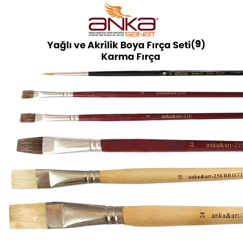 Yağlı Ve Akrilik Boya Fırça Seti (9) Karma Fırça