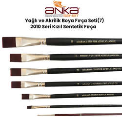 Anka Art - Yağlı ve Akrilik Boya Fırça Seti (7) 2010 Seri Kızıl Sentetik Fırça