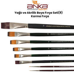 Anka Art - Yağlı ve Akrilik Boya Fırça Seti (8) Karma Fırça