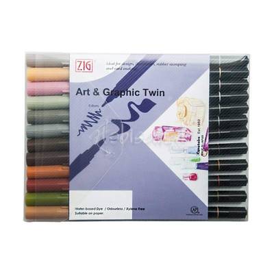 Zig Art & Graphic Twin Brush Pen Çift Uçlu Kalem 12li Set Muted