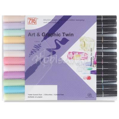 Zig Art & Graphic Twin Brush Pen Çift Uçlu Kalem 12li Set Pastel