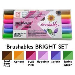 Zig - Zig Brushables 2 Renk Tonu Fırça Uçlu Marker Kalem 6lı Set Parlak Renkler