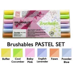 Zig - Zig Brushables 2 Renk Tonu Fırça Uçlu Marker Kalem 6lı Set Pastel Renkler
