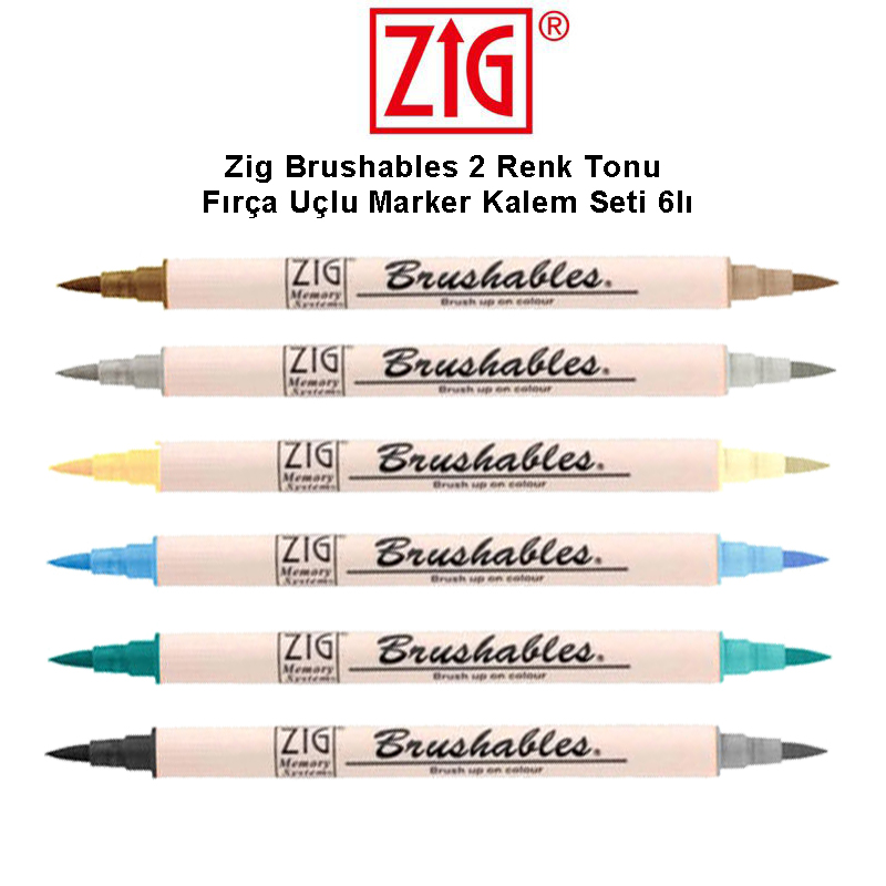 Zig Brushables 2 Renk Tonu Fırça Uçlu Marker Kalemi 6lı Set 1