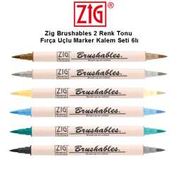 Anka Art - Zig Brushables 2 Renk Tonu Fırça Uçlu Marker Kalemi 6lı Set 1