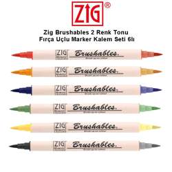 Anka Art - Zig Brushables 2 Renk Tonu Fırça Uçlu Marker Kalemi 6lı Set 2