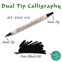 Zig - Zig Calligraphy Çift Uçlu Kaligrafi 2mm + 5mm 010 Pure Black