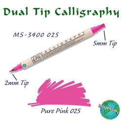 Zig - Zig Calligraphy Çift Uçlu Kaligrafi 2mm + 5mm 025 Pure Pink