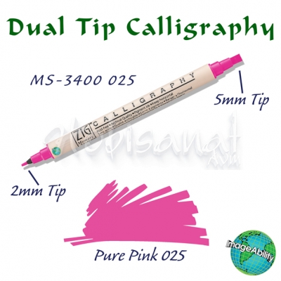 Zig Calligraphy Çift Uçlu Kaligrafi 2mm + 5mm 025 Pure Pink