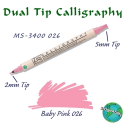 Zig - Zig Calligraphy Çift Uçlu Kaligrafi 2mm + 5mm 026 Baby Pink