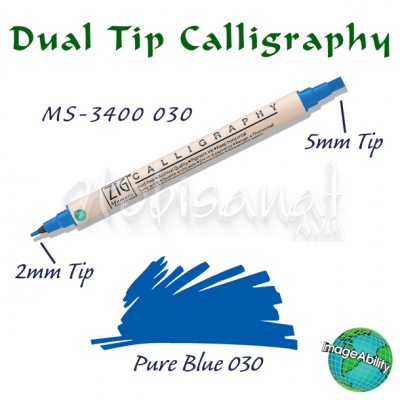 Zig Calligraphy Çift Uçlu Kaligrafi 2mm + 5mm 030 Pure Blue