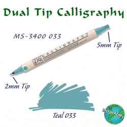 Zig - Zig Calligraphy Çift Uçlu Kaligrafi Kalemi 2mm + 5mm 033 Teal