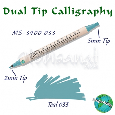 Zig Calligraphy Çift Uçlu Kaligrafi Kalemi 2mm + 5mm 033 Teal
