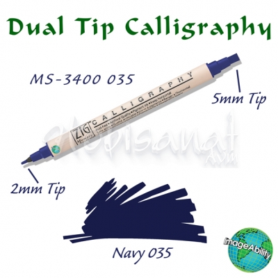 Zig Calligraphy Çift Uçlu Kaligrafi Kalemi 2mm + 5mm 035 Navy