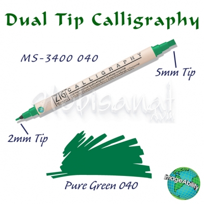 Zig Calligraphy Çift Uçlu Kaligrafi 2mm + 5mm 040 Pure Green