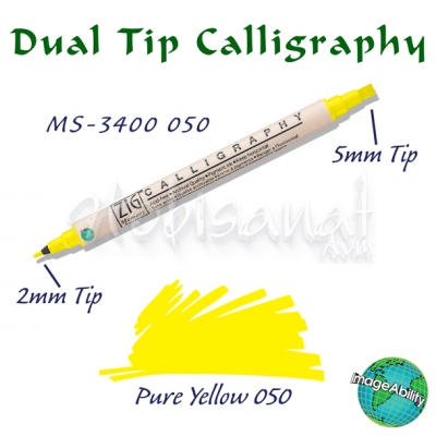 Zig Calligraphy Çift Uçlu Kaligrafi 2mm + 5mm 050 Pure Yellow