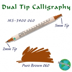 Zig - Zig Calligraphy Çift Uçlu Kaligrafi 2mm + 5mm 060 Pure Brown