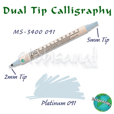 Zig Calligraphy Çift Uçlu Kaligrafi Kalemi 2mm + 5mm 091 Platinum