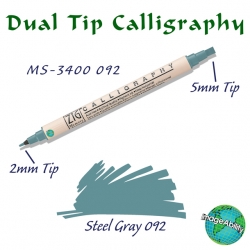 Zig - Zig Calligraphy Çift Uçlu Kaligrafi 2mm + 5mm 092 Steel Gray