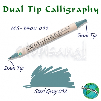 Zig Calligraphy Çift Uçlu Kaligrafi 2mm + 5mm 092 Steel Gray