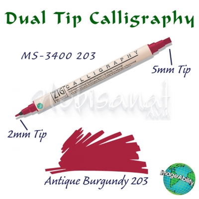 Zig Calligraphy Çift Uçlu Kaligrafi 2mm+5mm 203 Antique Burgundy