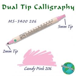 Zig - Zig Calligraphy Çift Uçlu Kaligrafi 2mm + 5mm 206 Candy Pink
