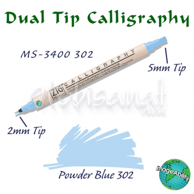 Zig Calligraphy Çift Uçlu Kaligrafi 2mm + 5mm 302 Powder Blue