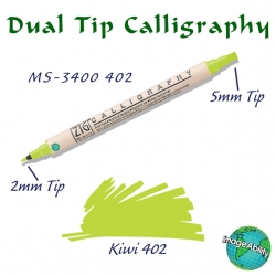 Zig - Zig Calligraphy Çift Uçlu Kaligrafi Kalemi 2mm + 5mm 402 Kiwi