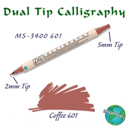 Zig - Zig Calligraphy Çift Uçlu Kaligrafi Kalemi 2mm + 5mm 601 Coffee