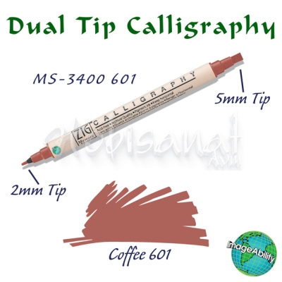 Zig Calligraphy Çift Uçlu Kaligrafi Kalemi 2mm + 5mm 601 Coffee