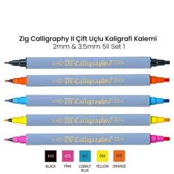 Zig - Zig Calligraphy II Çift Uçlu Kaligrafi Kalemi 2mm & 3.5mm 5li Set 1
