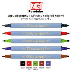 Zig - Zig Calligraphy II Çift Uçlu Kaligrafi Kalemi 2mm & 3.5mm 5li Set 2 (1)