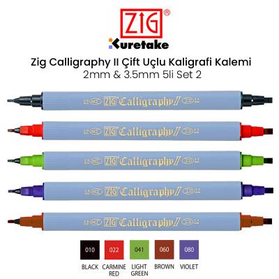 Zig Calligraphy II Çift Uçlu Kaligrafi Kalemi 2mm & 3.5mm 5li Set 2