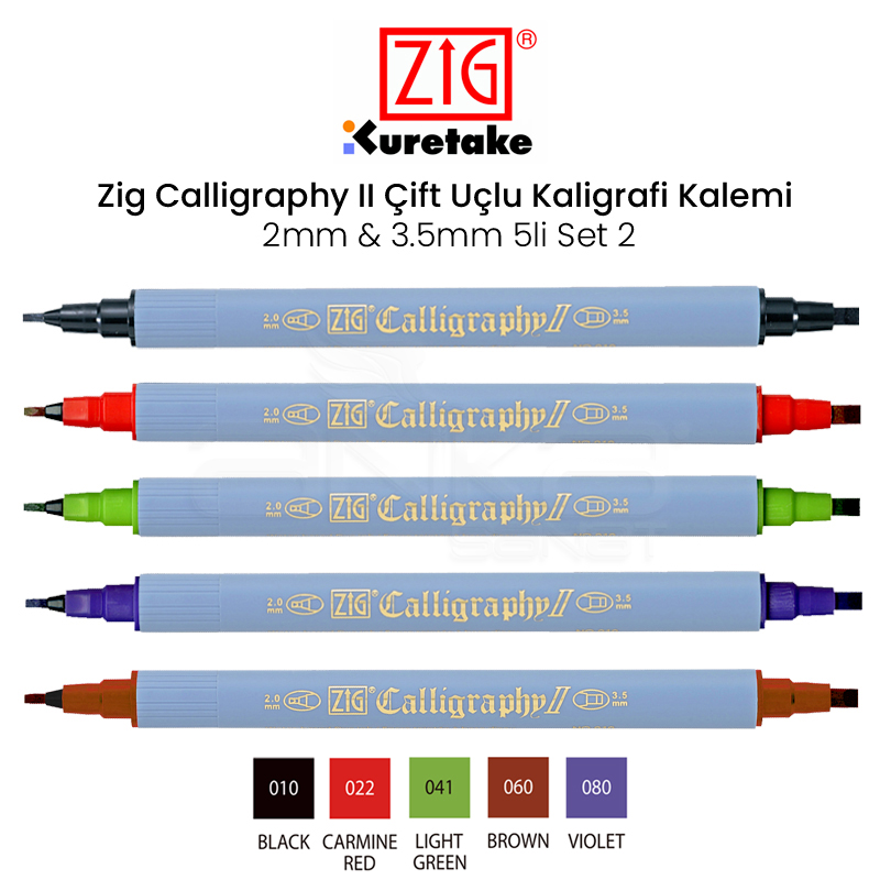 Zig Calligraphy Iı Çift Uçlu Kaligrafi Kalemi 2mm & 3.5mm 5li Set 2
