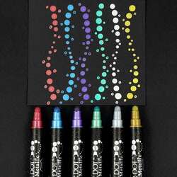 Zig - Zig Clean Color Dot Çift Uçlu Marker Kalem 6lı Set Metalik (1)