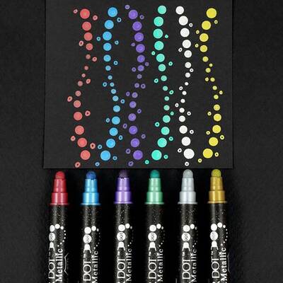 Zig Clean Color Dot Çift Uçlu Marker Kalem 6lı Set Metalik