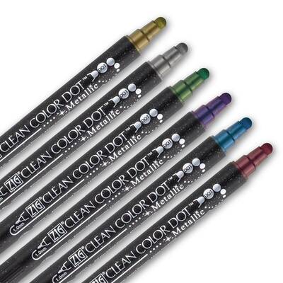 Zig Clean Color Dot Çift Uçlu Marker Kalem 6lı Set Metalik