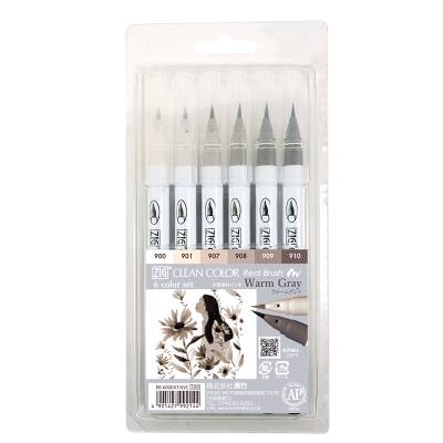 Zig Clean Color Real Brush Fırça Uçlu Marker Kalem 6lı Set Warm Grey