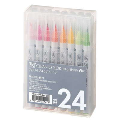 Zig Clean Color Real Brush Fırça Uçlu Marker Kalem 24lü Set