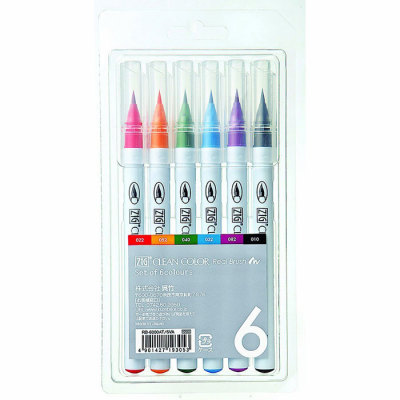 Zig Clean Color Real Brush Fırça Uçlu Marker Kalem 6lı Set