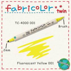 Zig - Zig Fabricolor Çift Uçlu Kumaş Kalemi 001 Fluorescent Yellow