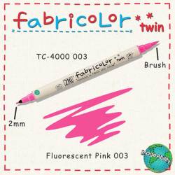 Zig - Zig Fabricolor Çift Uçlu Kumaş Kalemi 003 Fluorescent Pink