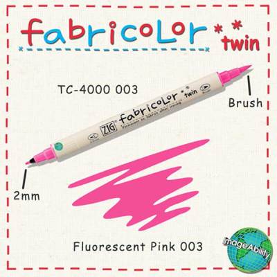 Zig Fabricolor Çift Uçlu Kumaş Kalemi 003 Fluorescent Pink
