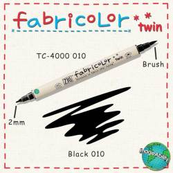 Zig - Zig Fabricolor Twin Çift Uçlu Kumaş Boyama Kalemi 010 Black