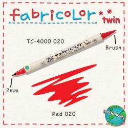 Zig - Zig Fabricolor Twin Çift Uçlu Kumaş Boyama Kalemi 020 Red