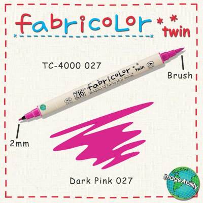 Zig Fabricolor Twin Çift Uçlu Kumaş Boyama Kalemi 027 Dark Pink