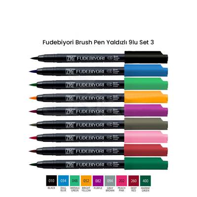 Zig Fudebiyori Brush Pen Yaldızlı 9lu Set 3