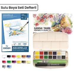 Zig - Zig Gansai Portable Set 14lü Defter + Su Hazneli Fırça + 0.1mm Mangaka