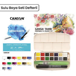 Zig - Zig Gansai Tambi Sulu Boya Set 14lü Defter + Su Hazneli Fırça + 0.1mm Mangaka (2)